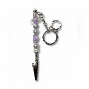 Purple Beaded Multi-Use Alligator Clip Keychain 💅